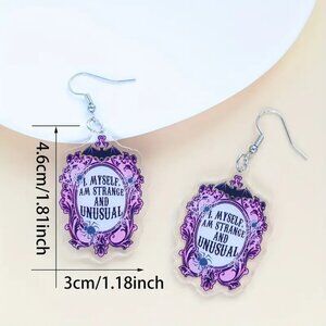 #57 Beetlejuice I myself am strange and unusual earrings BEAUTIFUL PURPLE
